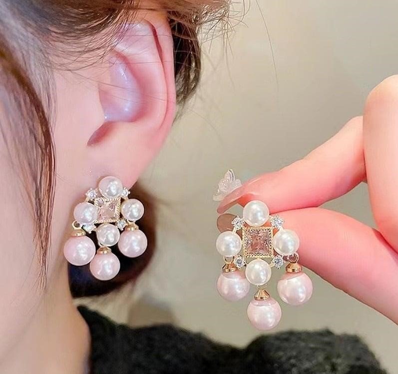 flower pearl stud